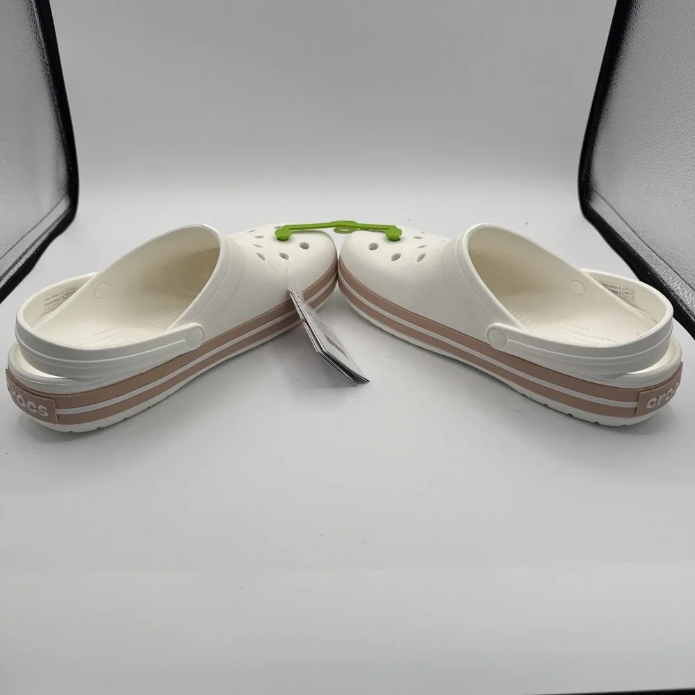 Crocs Crocband Clog Shoes Men's Size 9 Women 11 White/Light Pink Sandals Comfort